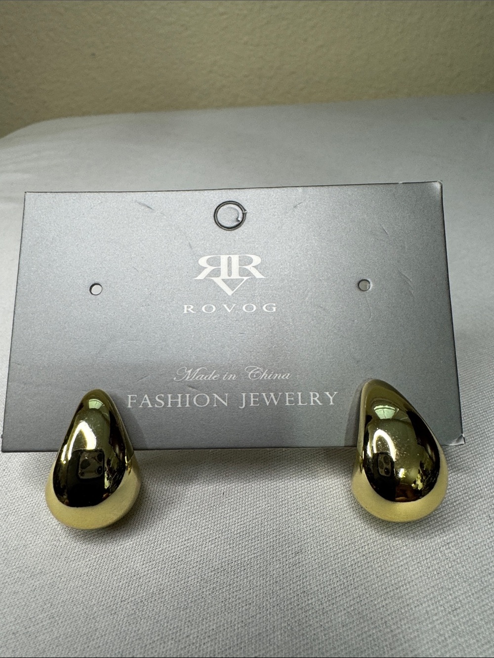 OVO Polished Gold Teardrop Clip-On Earrings